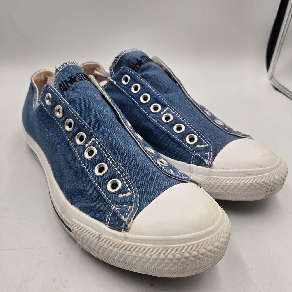 Vtg Converse All Star‎ Chuck Low Mens 9.5 Wo's 11.5 unisex blue No Lace 136610F